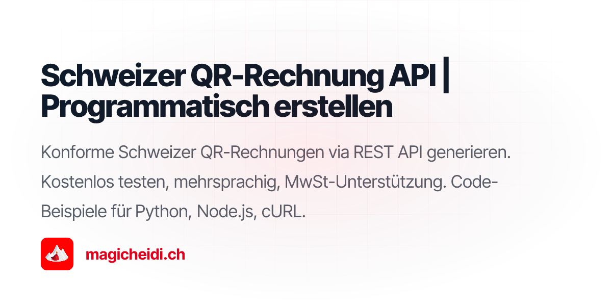 Swiss QR Bill API - Generate QR Invoices Programmatically