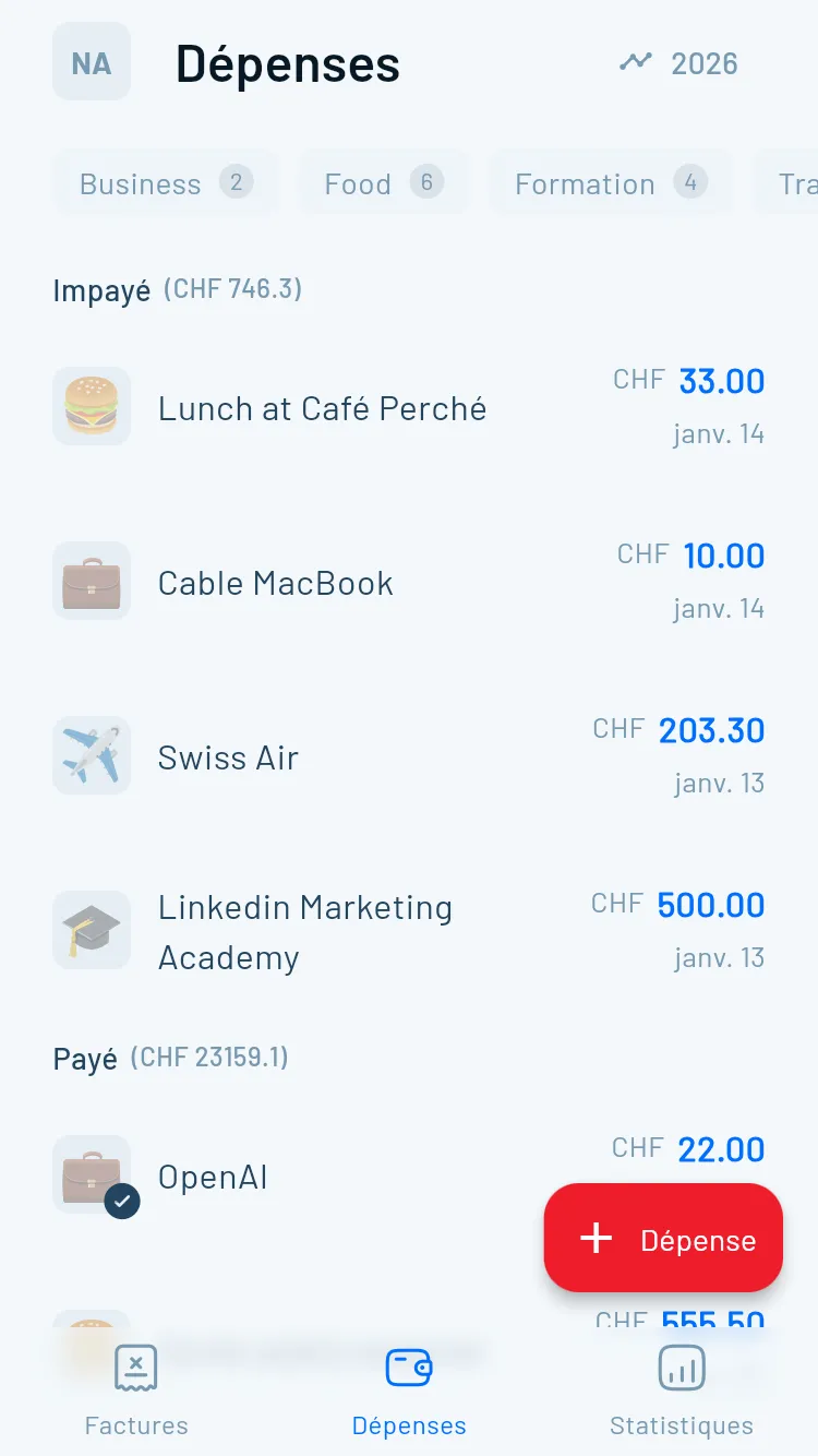 Scan IA des dépenses Magic Heidi